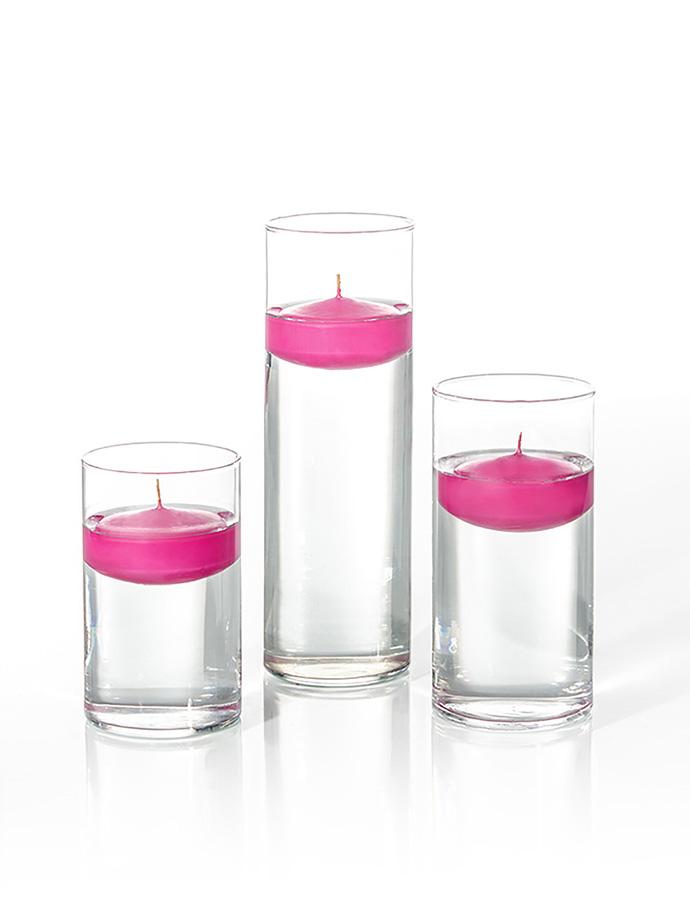 36 Floating Candles and Cylinder Vases