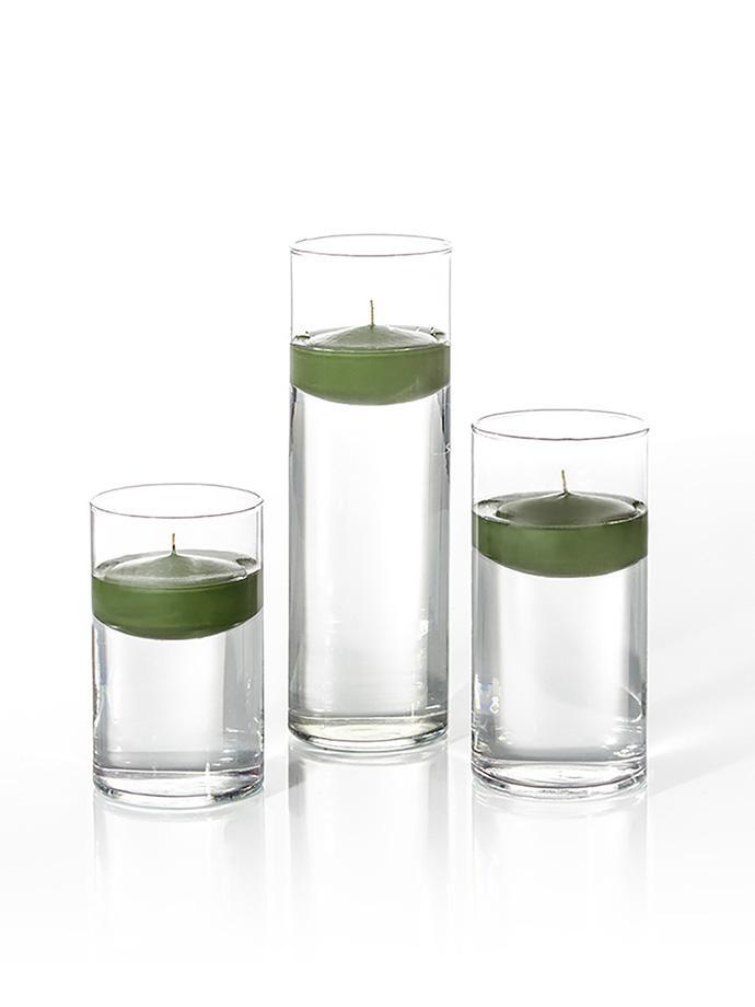 12 Floating Candles and Cylinder Vases