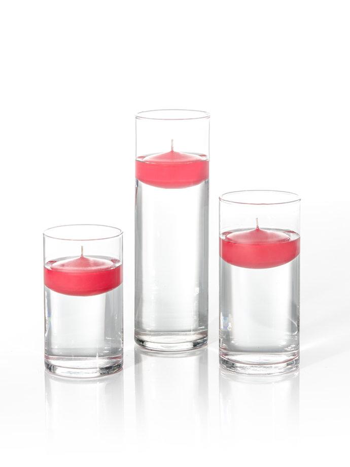 3" Floating Candles and Cylinder Vases Paradise Pink