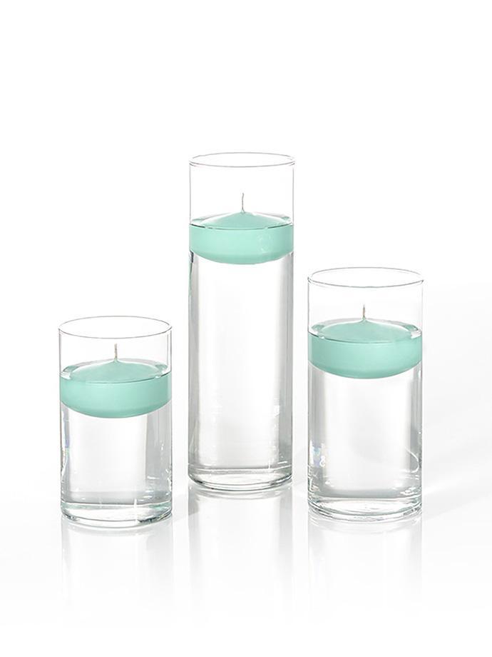 12 Floating Candles and Cylinder Vases