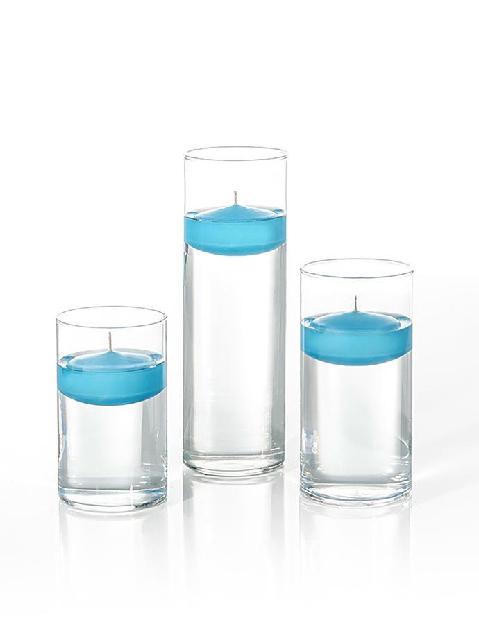 12 Floating Candles and Cylinder Vases