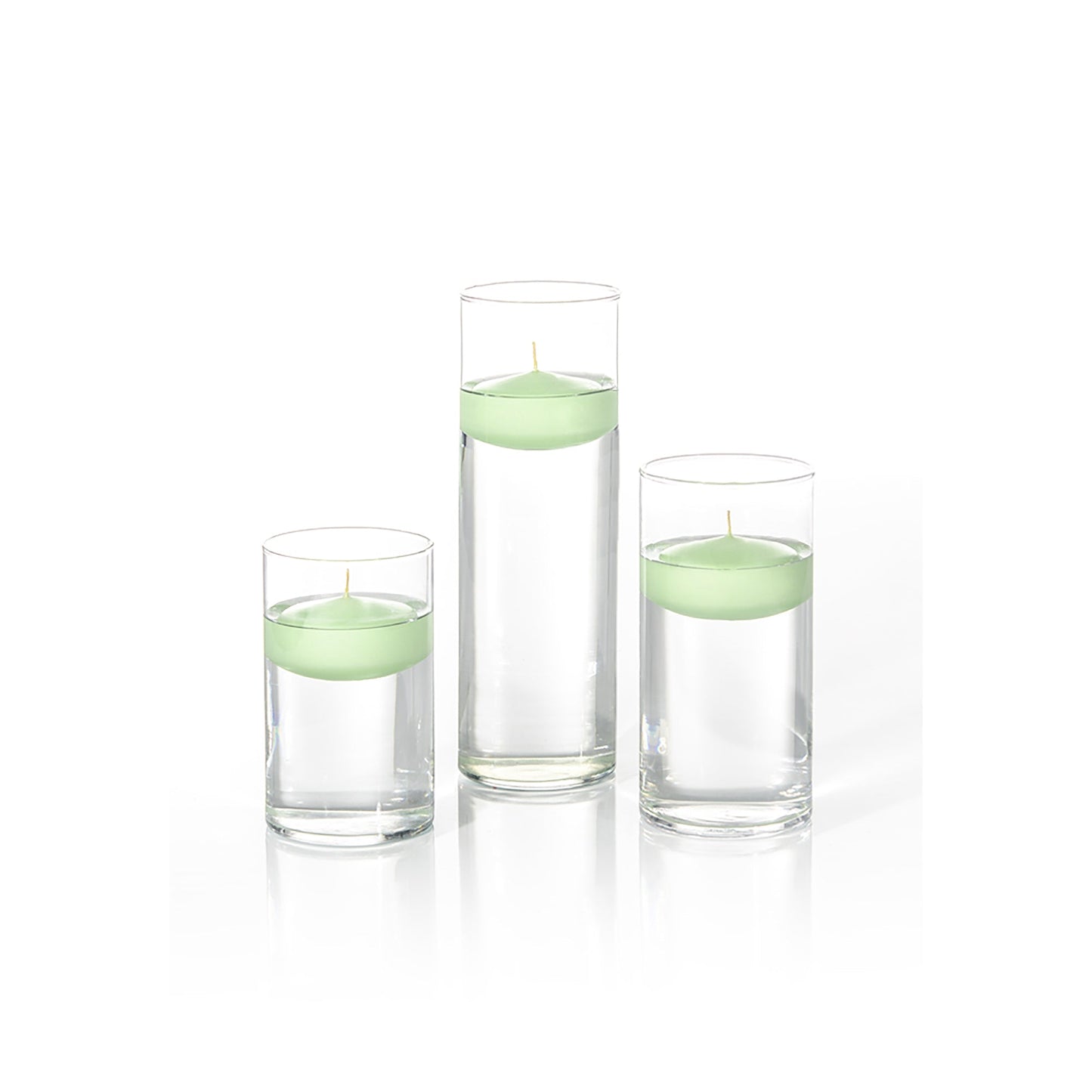 12 Floating Candles and Cylinder Vases