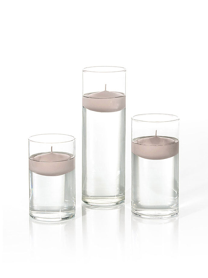 12 Floating Candles and Cylinder Vases