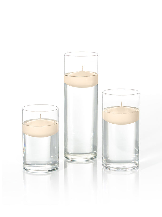 36 Floating Candles and Cylinder Vases