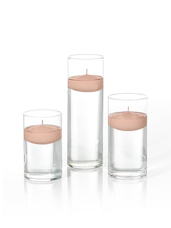 6 Floating Candles and Cylinder Vases