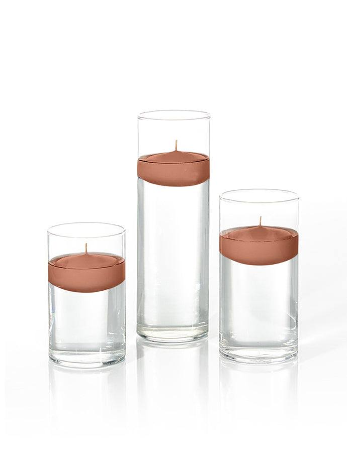 6 Floating Candles and Cylinder Vases