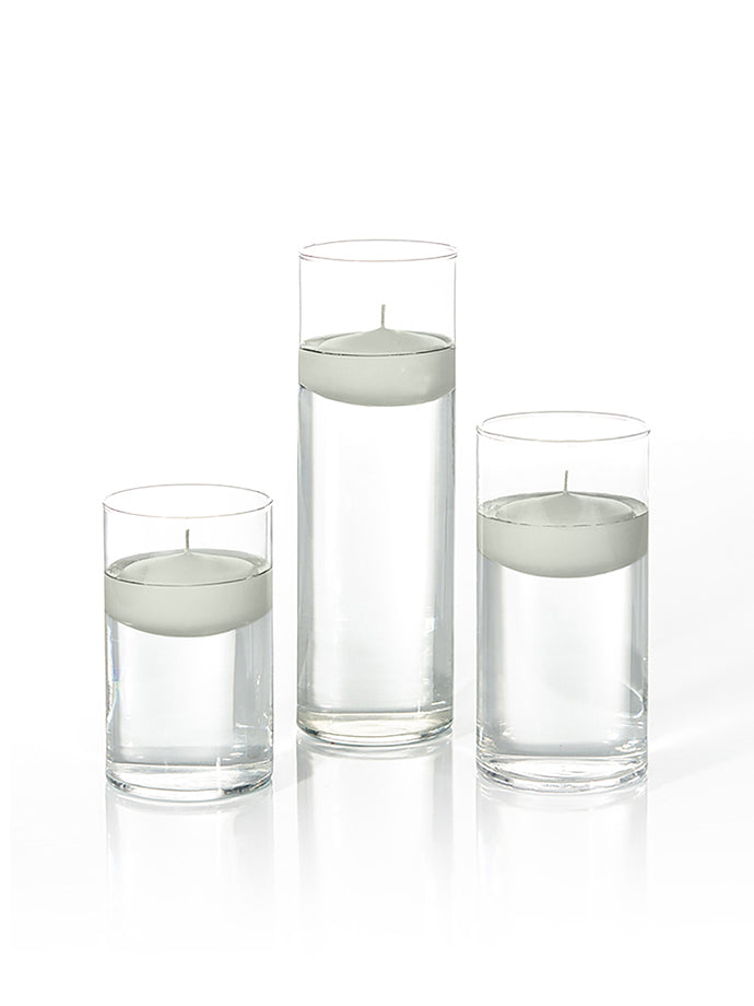 36 Floating Candles and Cylinder Vases