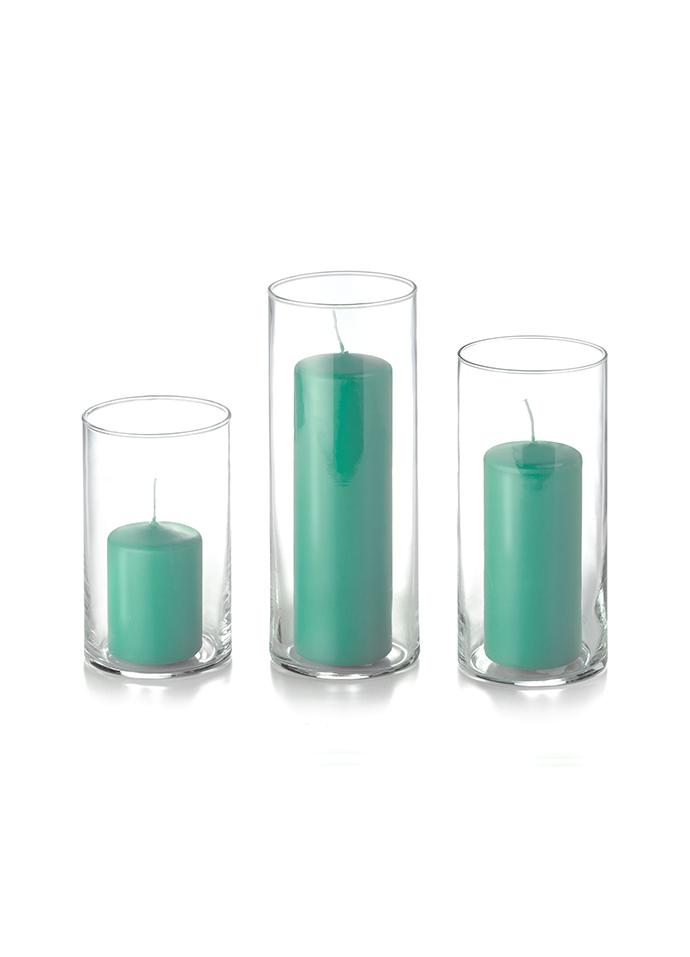 36 Slim Pillar Candles and Cylinder Vases