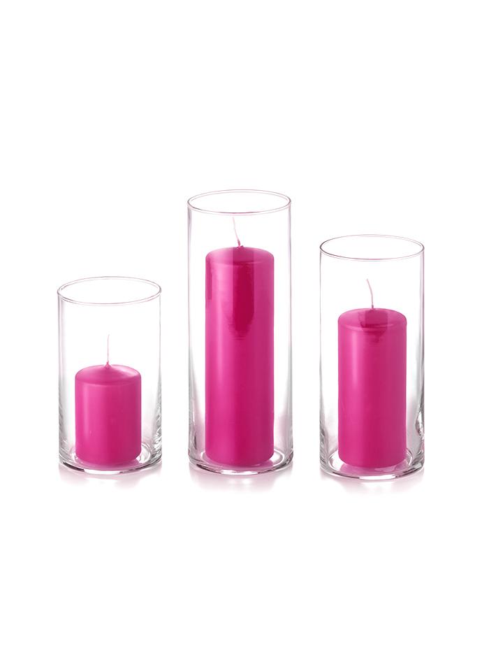 36 Slim Pillar Candles and Cylinder Vases