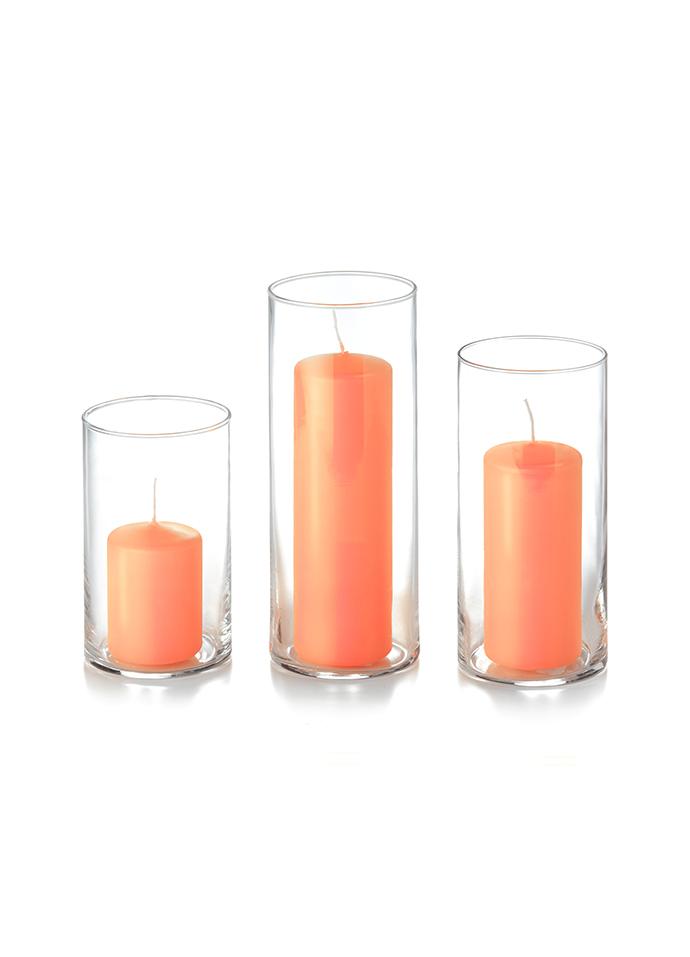 36 Slim Pillar Candles and Cylinder Vases