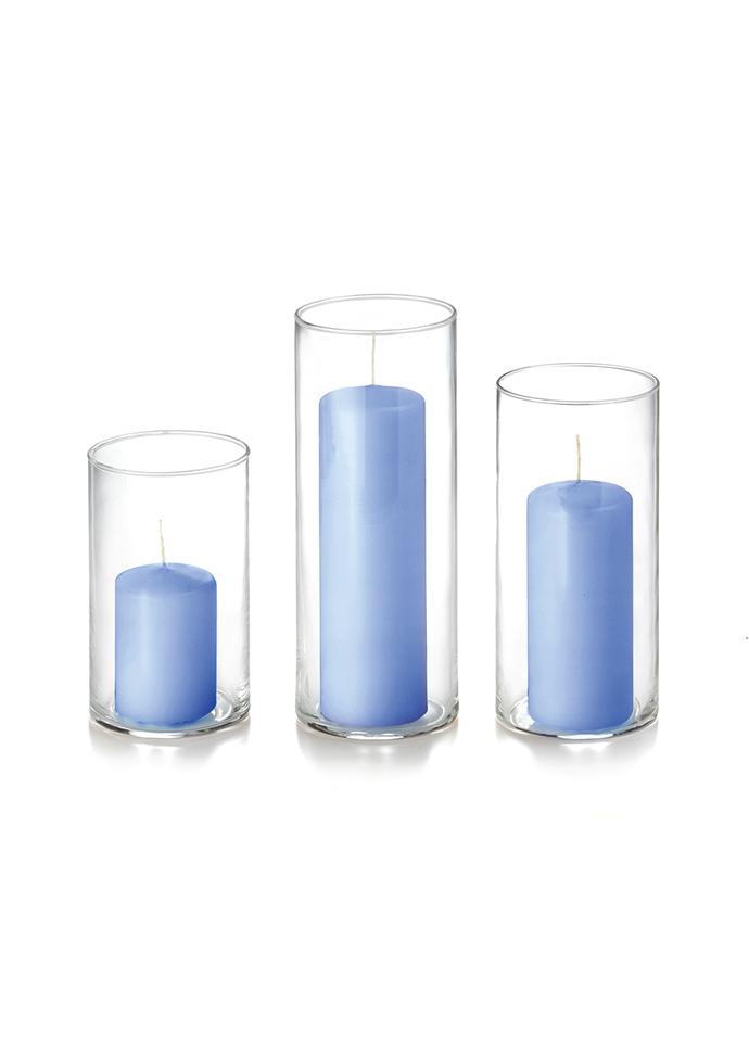 36 Slim Pillar Candles and Cylinder Vases