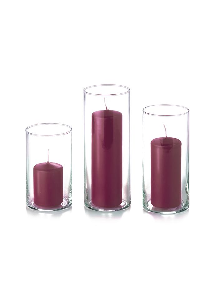 36 Slim Pillar Candles and Cylinder Vases