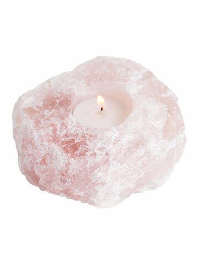 Rough Rose Quartz Tealight Holder