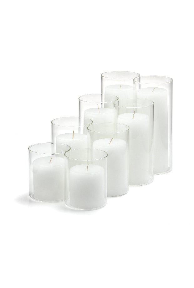 8 Column Pillar Candles and Cylinder Vases